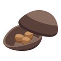 Cracked chocolate egg icon isometric vector. Easter surprise