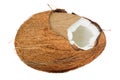 Cracked Coconut Isolated on White Background Royalty Free Stock Photo
