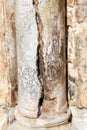 Cracked Column at Entrance of Holy Sepulcher Cathedral in Jerusalem