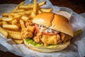 Cracked conch sandwich and French fries