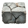 Cracked Concrete Block. Symbol Of Structural Weakness And Deterioration Isolated On Transparent Background Royalty Free Stock Photo