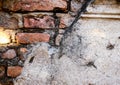 Cracked concrete Brick wall. Royalty Free Stock Photo