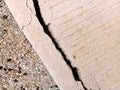 Cracked concrete surface covered with gray cement mortar. Destruction after the earthquake. Royalty Free Stock Photo