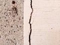 Cracked concrete surface covered with gray cement mortar. Destruction after the earthquake. Royalty Free Stock Photo