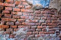 Cracked concrete vintage wall background, old brick wall Royalty Free Stock Photo