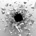 Cracked concrete wall with bullet hole. Destruction Abstract background