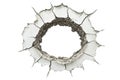 Cracked Concrete Wall With Circular Hole. Symbol Of Destruction And Structural Damage Isolated On Transparent Background Royalty Free Stock Photo