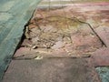Damaged cements footpath. Royalty Free Stock Photo