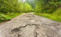 Cracked damaged road