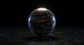Cracked digital sphere displaying glowing code Royalty Free Stock Photo