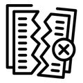 Cracked document icon outline vector. Fail alarm Royalty Free Stock Photo