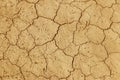 The cracked, dried earth is yellow. A desert without water. Arid ground. Thirst for moisture on a lifeless space. Ecological situa Royalty Free Stock Photo