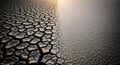 Cracked dry earth contrasting with a wet, reflective surface under warm light Royalty Free Stock Photo