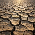 Cracked, dry earth with a distinct pattern of fissures, indicating extreme drought Royalty Free Stock Photo