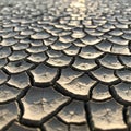 Cracked, dry earth forms a tessellated pattern, resembling scales. Surface displays Royalty Free Stock Photo