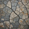 Cracked dry soil with a mosaic of irregular patterns, typical of arid regions. The Royalty Free Stock Photo