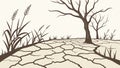 Cracked Earth and Dead Tree, Drought and Desertification, vector design Generative AI Royalty Free Stock Photo