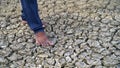 Cracked earth in dry desert. Desert with cracked ground. background, texture, The surface of the arid soil, and there are fissures Royalty Free Stock Photo