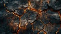Cracked earth with glowing hot embers creating a fiery and dramatic texture Royalty Free Stock Photo