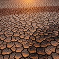 Cracked earth with hexagonal patterns showing dried, textured clay. The surface Royalty Free Stock Photo