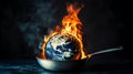 cracked Earth inside a frying pan, AI generated Royalty Free Stock Photo