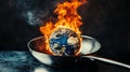 cracked Earth inside a frying pan, AI generated Royalty Free Stock Photo