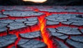 Cracked earth and lava in the crevices. Royalty Free Stock Photo