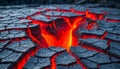 Cracked earth and lava in the crevices. Royalty Free Stock Photo