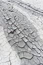 Cracked earth near mud volcanoes Royalty Free Stock Photo