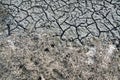 The cracked earth of a drying lake