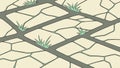 Cracked Earth Pattern with Green Grass Sprouting Through, vector design Generative AI Royalty Free Stock Photo