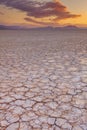 Cracked earth in Alvord Desert, Oregon, USA at sunrise Royalty Free Stock Photo