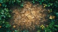 Cracked Earth Surrounded By Lush Green Foliage Royalty Free Stock Photo