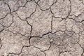 Cracked earth texture of ground, broken and rough surface gray mud clay soil in summer season, cracked ground floor on Royalty Free Stock Photo