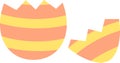 Easter egg cracked in half clip art. Cute Easter egg shell broken flat vector illustration Isolated. Royalty Free Stock Photo