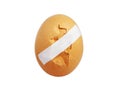 Cracked egg for breakfast is glued with a band-aid.