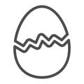 Cracked Egg line icon, Happy Easter concept, Happy Easter greeting card sign on white background, Broken egg icon in Royalty Free Stock Photo