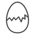 Cracked egg line icon. Hatch the chicken outline style pictogram on white background. Happy Easter traditional broken Royalty Free Stock Photo