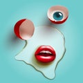 Cracked egg with lips Royalty Free Stock Photo