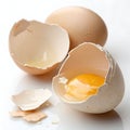Cracked egg shell isolated on white background Royalty Free Stock Photo