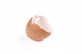 Cracked egg shell isolated on white background. Half of the eggshell Royalty Free Stock Photo