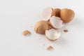 cracked egg shell isolated on white background, ingredients for cookings Royalty Free Stock Photo