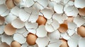 Cracked egg shells scattered surface creating artistic pattern. view broken egg shells various cracks and textures forming an Royalty Free Stock Photo