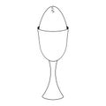 Cracked egg. Sketch. A soft-boiled egg in a glass-shaped egg holder. Poached. Vector illustration. Coloring book for children. S