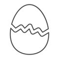 Cracked Egg thin line icon, Happy Easter concept, Happy Easter greeting card sign on white background, Broken egg icon Royalty Free Stock Photo