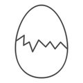 Cracked egg thin line icon. Hatch the chicken outline style pictogram on white background. Happy Easter traditional Royalty Free Stock Photo