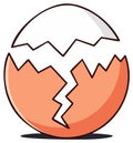 Cracked eggshell halves with jagged edges, broken shell fragment illustration, cartoon vector Royalty Free Stock Photo