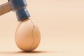 Cracked eggshell hit by hammer Royalty Free Stock Photo