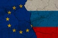 Cracked EU vs Russia flags