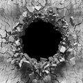 Cracked explosion concrete wall hole abstract background